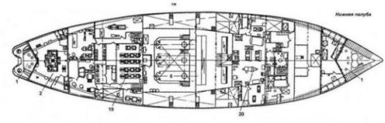 Схема ледокола проекта 97 Нижняя палуба